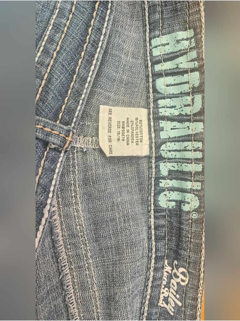 Y2K Hydraulic Bailey Micro Bootcut Jeans Size 16 Embroidered Pockets Stretch Den - Picture 2 of 10